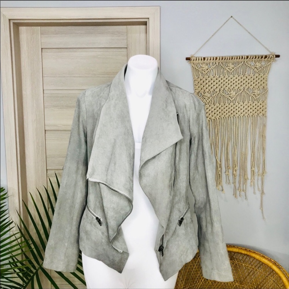 Rampage | Drape Front Zip Up Faux Suede Jacket